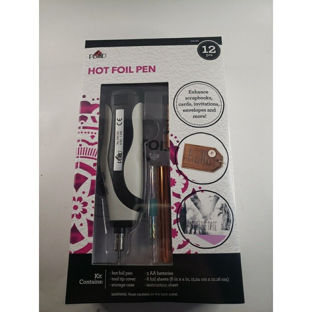 Craft Hot Foil Pen PLAID Scrapbook Art Activity Battery Operated Set 12/PCS